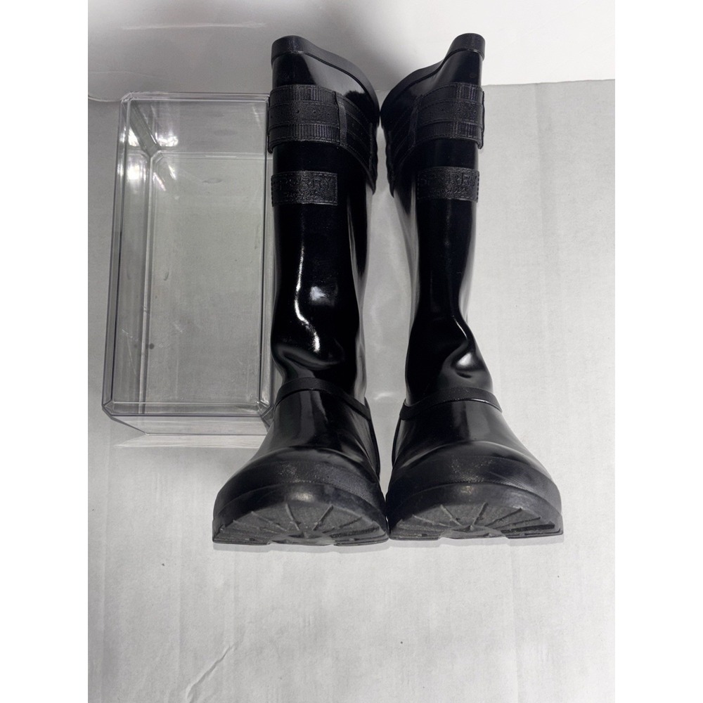 Sperry Walker Atlantic Rain Boots Black Gloss Rubber Waterproof Finish Women 9M - Picture 7 of 16